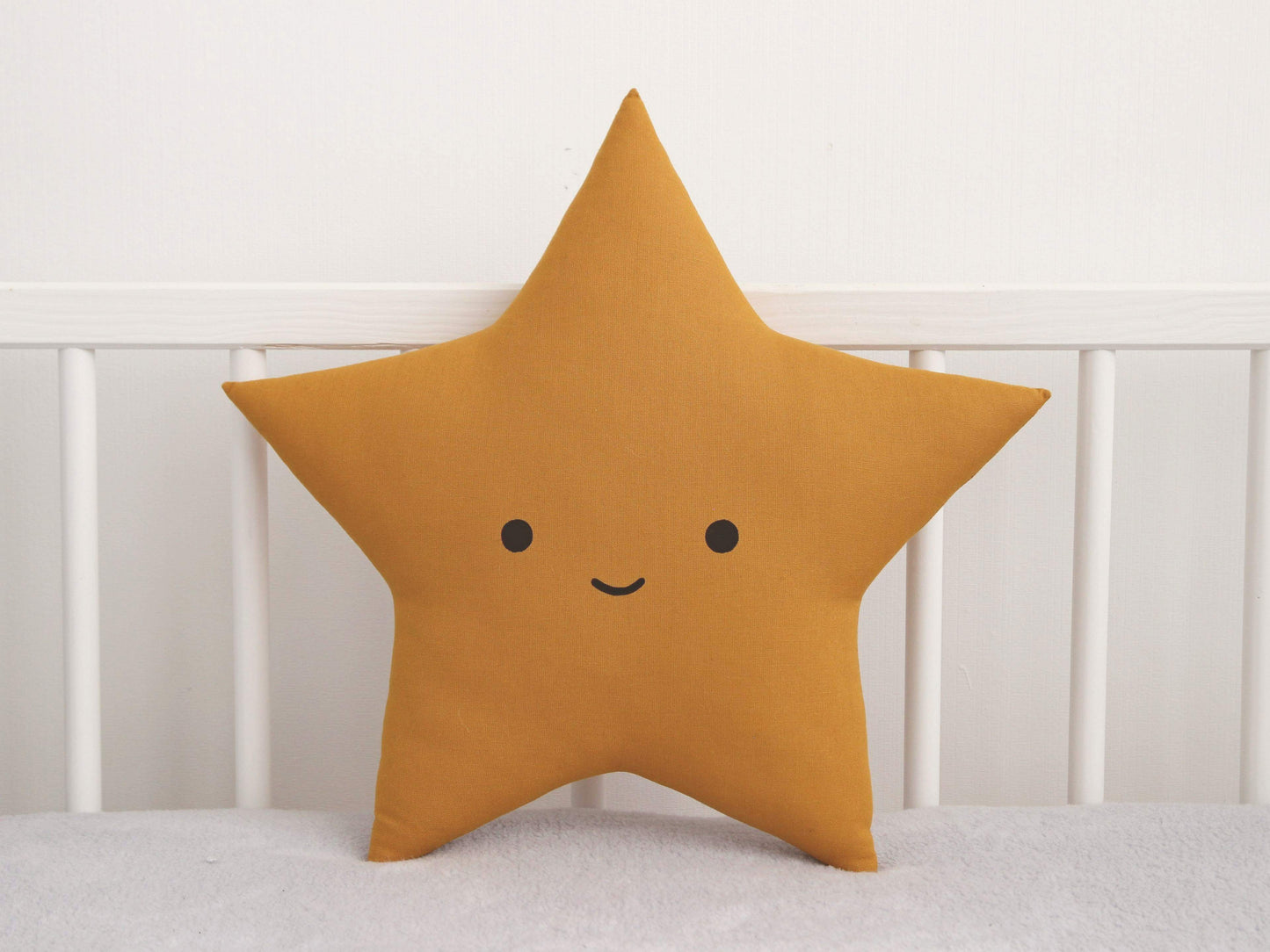Set of 2 Pillows - Gray Crescent Moon Pillow and Mustard Star Pillow