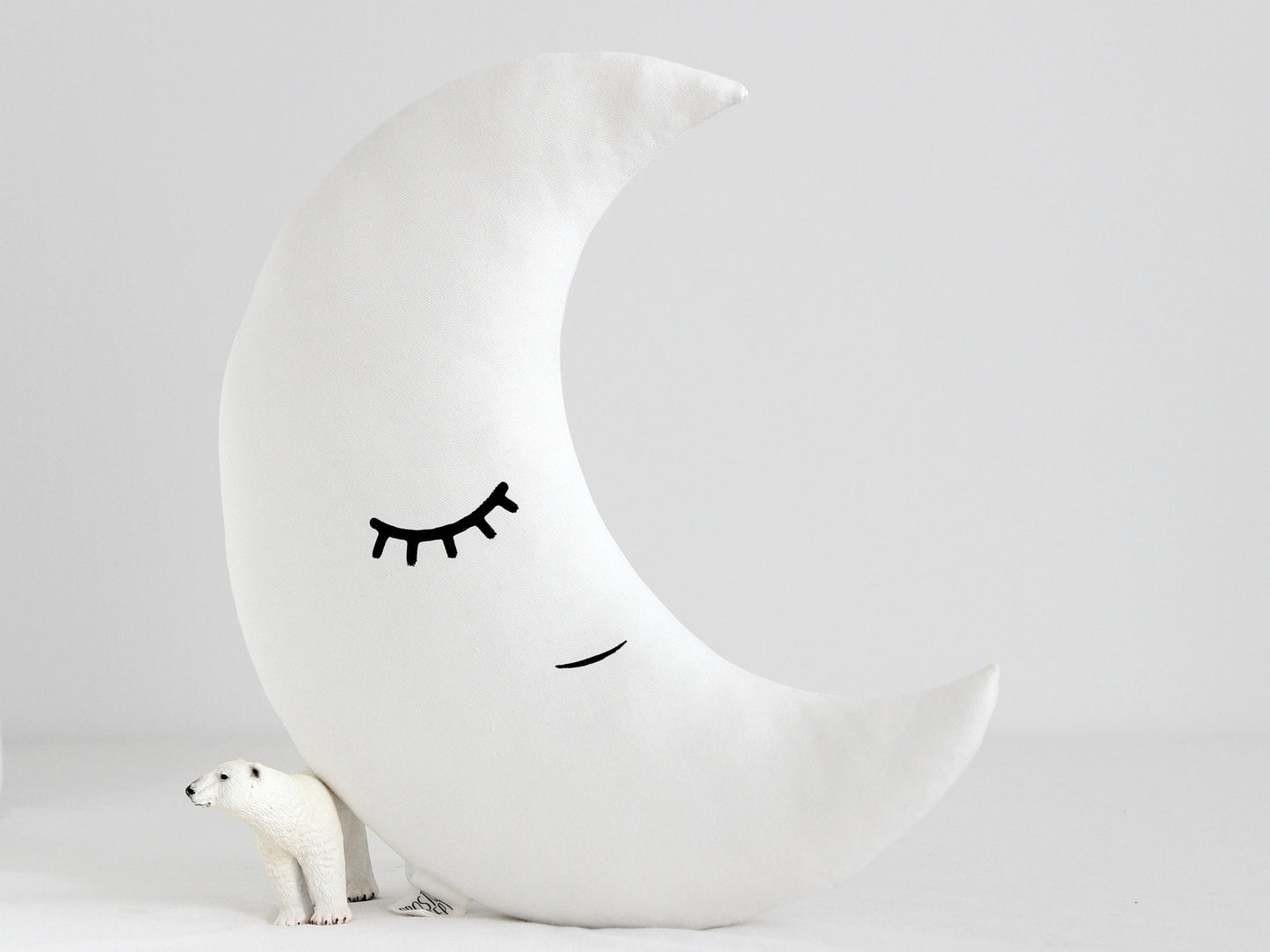 White Crescent Moon Pillow with Crown or Star