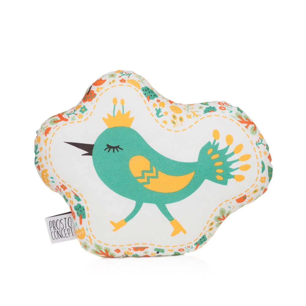 Set of 2 Pillows - Yellow Bird Pillow and Teal Bird Pillow