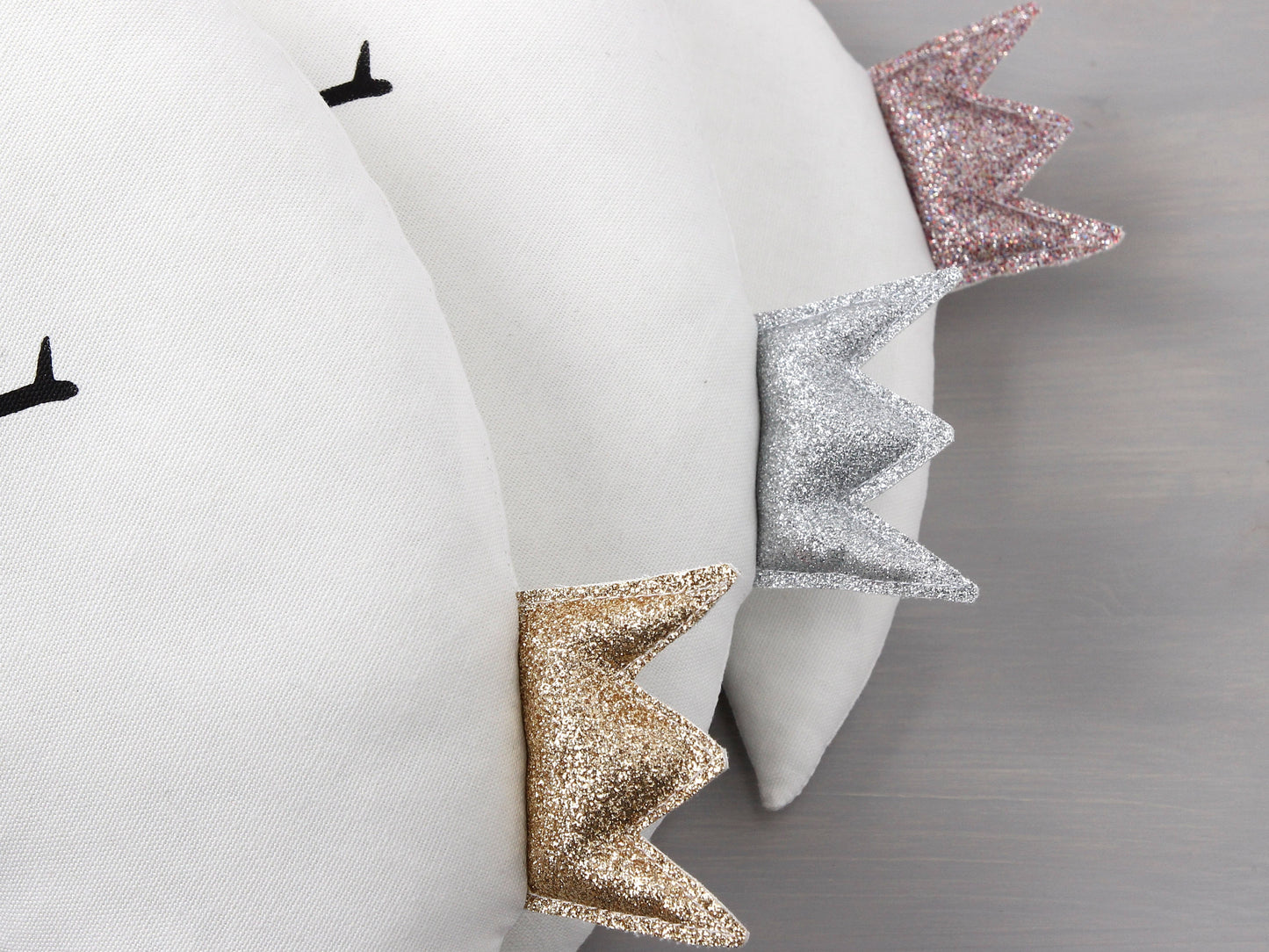 White or Gray Full Moon Pillow with Crown