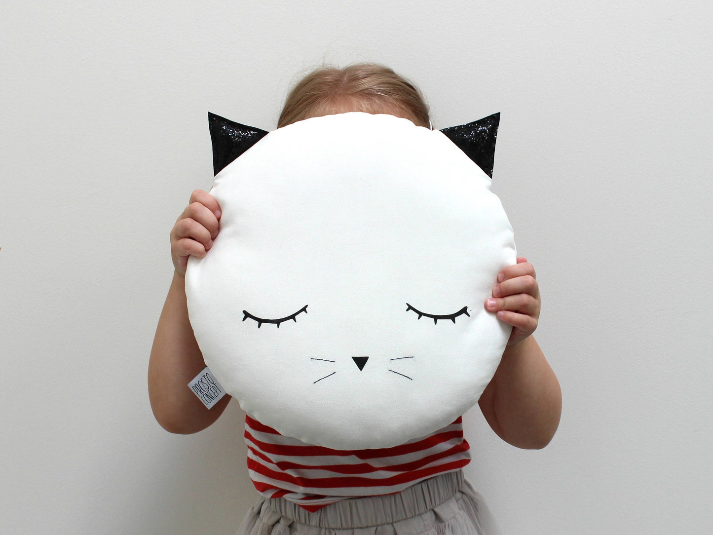 Sleepy White Cat Pillow