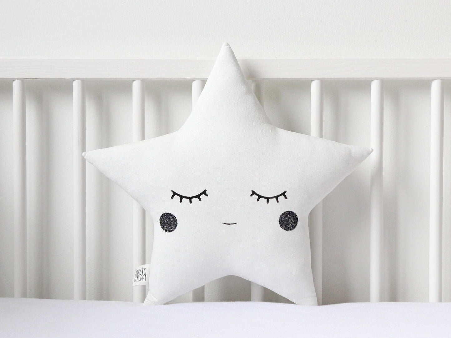 White Star Pillow with Glitter Touch