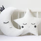 Set of 2 White Pillows - Crescent Moon and Star Pillows with Glitter Touch (5 colors)