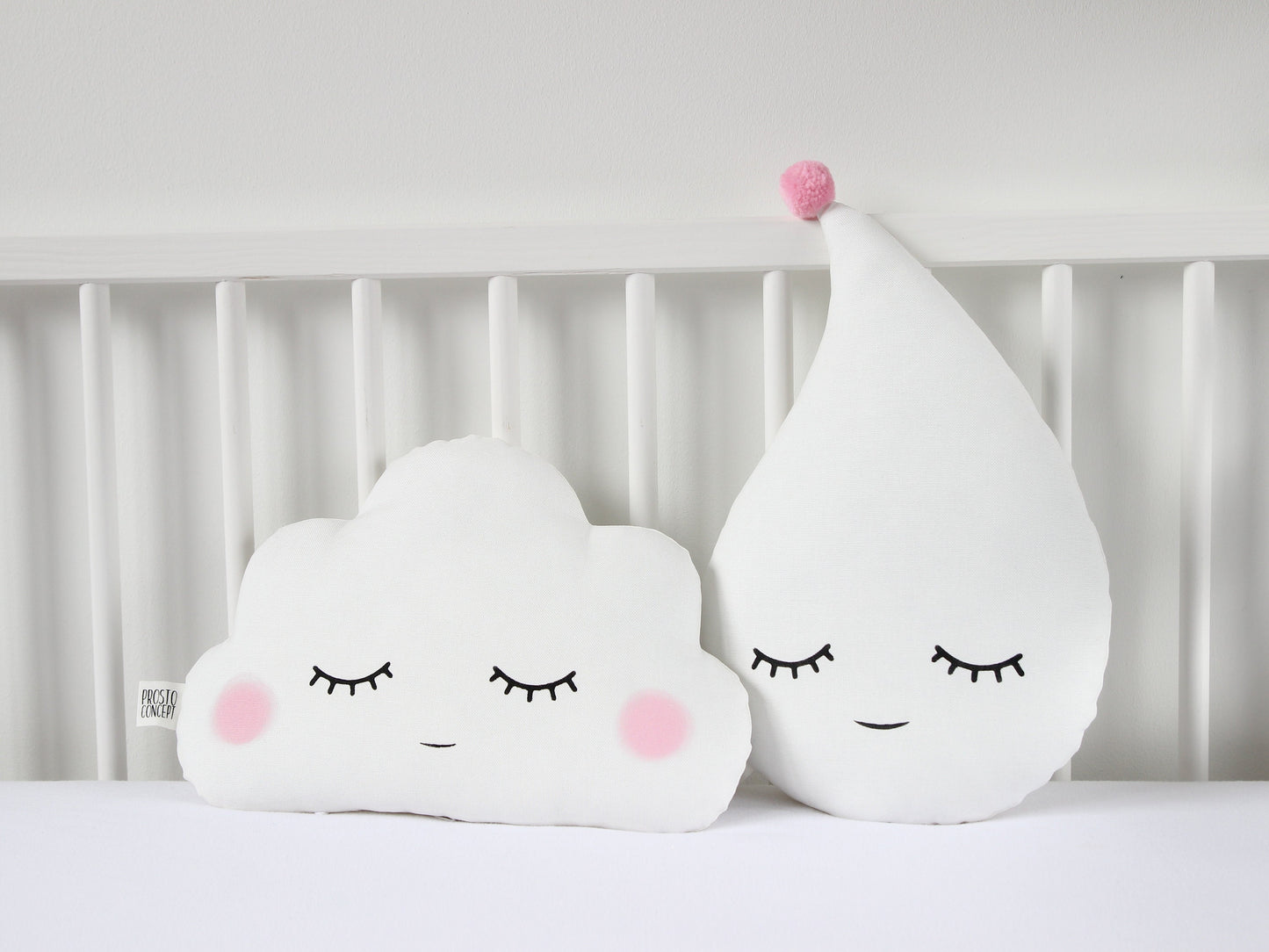 Set of 2 White Pillows - Cloud Pillow and Raindrop Pillow