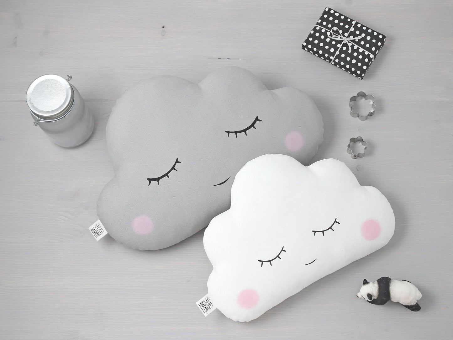 Set of 2 Pillows - Large Cloud Pillow and Small Cloud Pillow (8 colors)