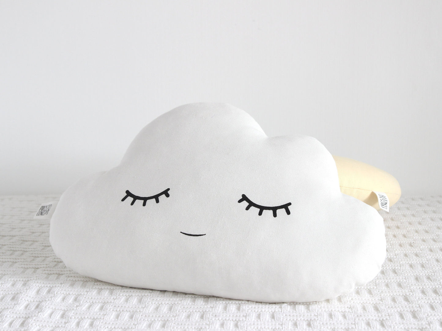 Set of 3 Pillows - White Cloud, Pastel Yellow Crescent Moon And Light Blue Star Pillows