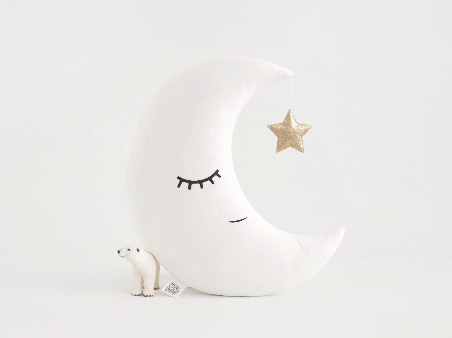 Set of 3 White Pillows - Cloud, Crescent Moon and Star Pillows with Golden Touch