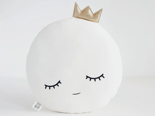 White or Gray Full Moon Pillow with Crown
