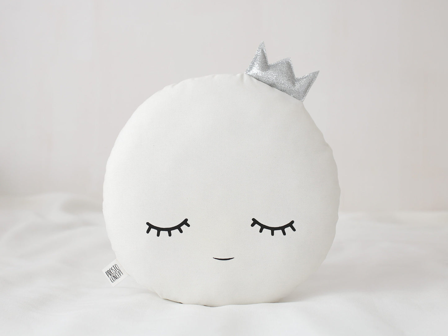 White or Gray Full Moon Pillow with Crown