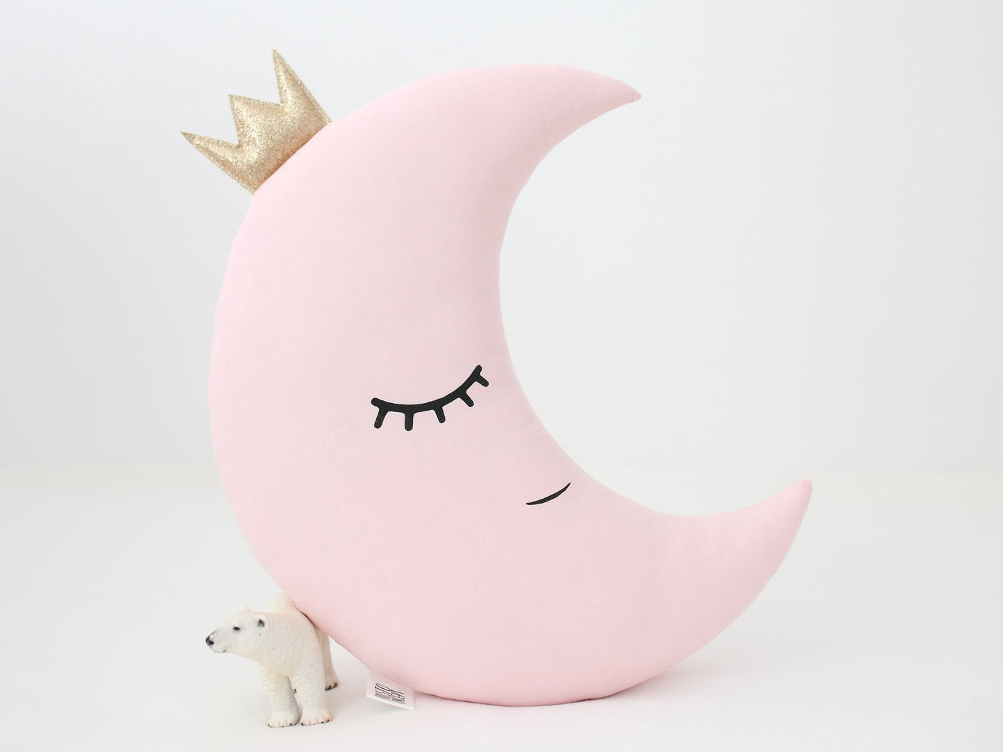 Set of 3 Pillows - White Cloud, Pale Pink Crescent Moon and Green Mint Star Pillows