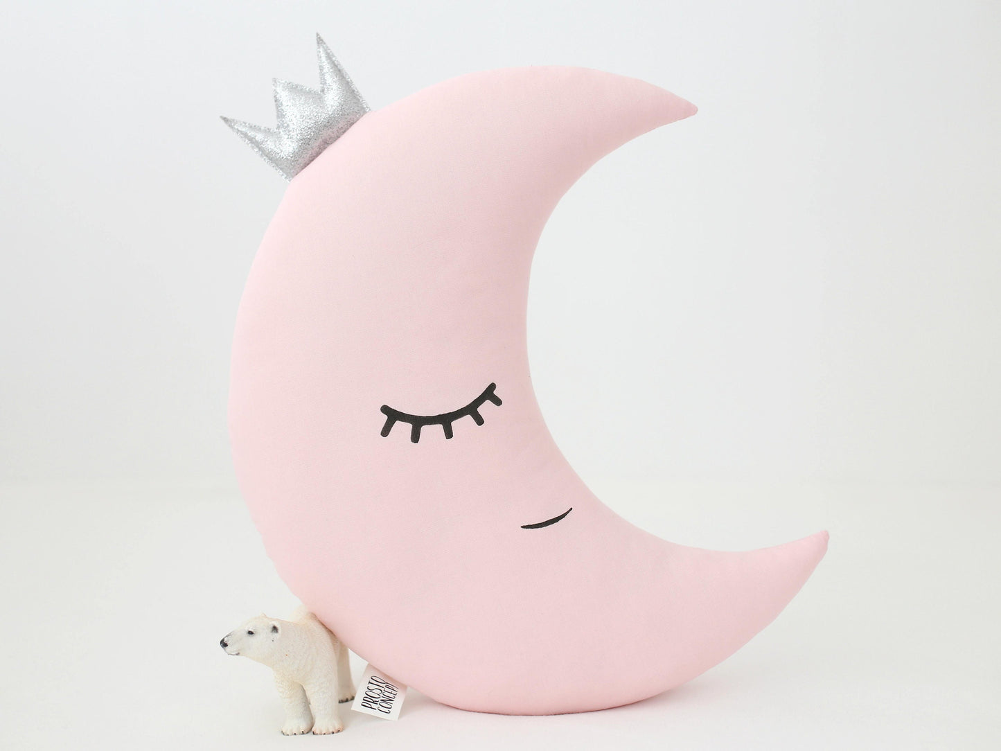 Set of 3 Pillows - White Cloud, Pale Pink Crescent Moon and Green Mint Star Pillows