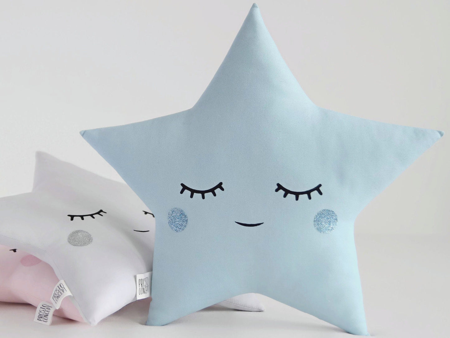 Star Pillow (3 colors) with Glitter Cheeks