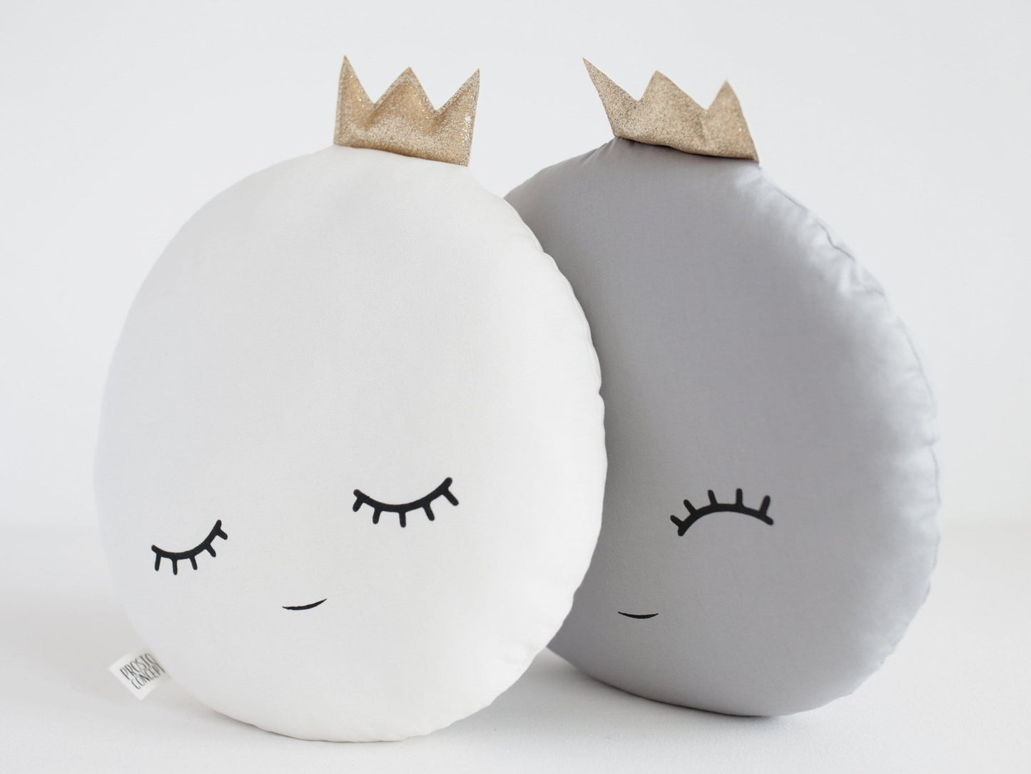 White or Gray Full Moon Pillow with Crown