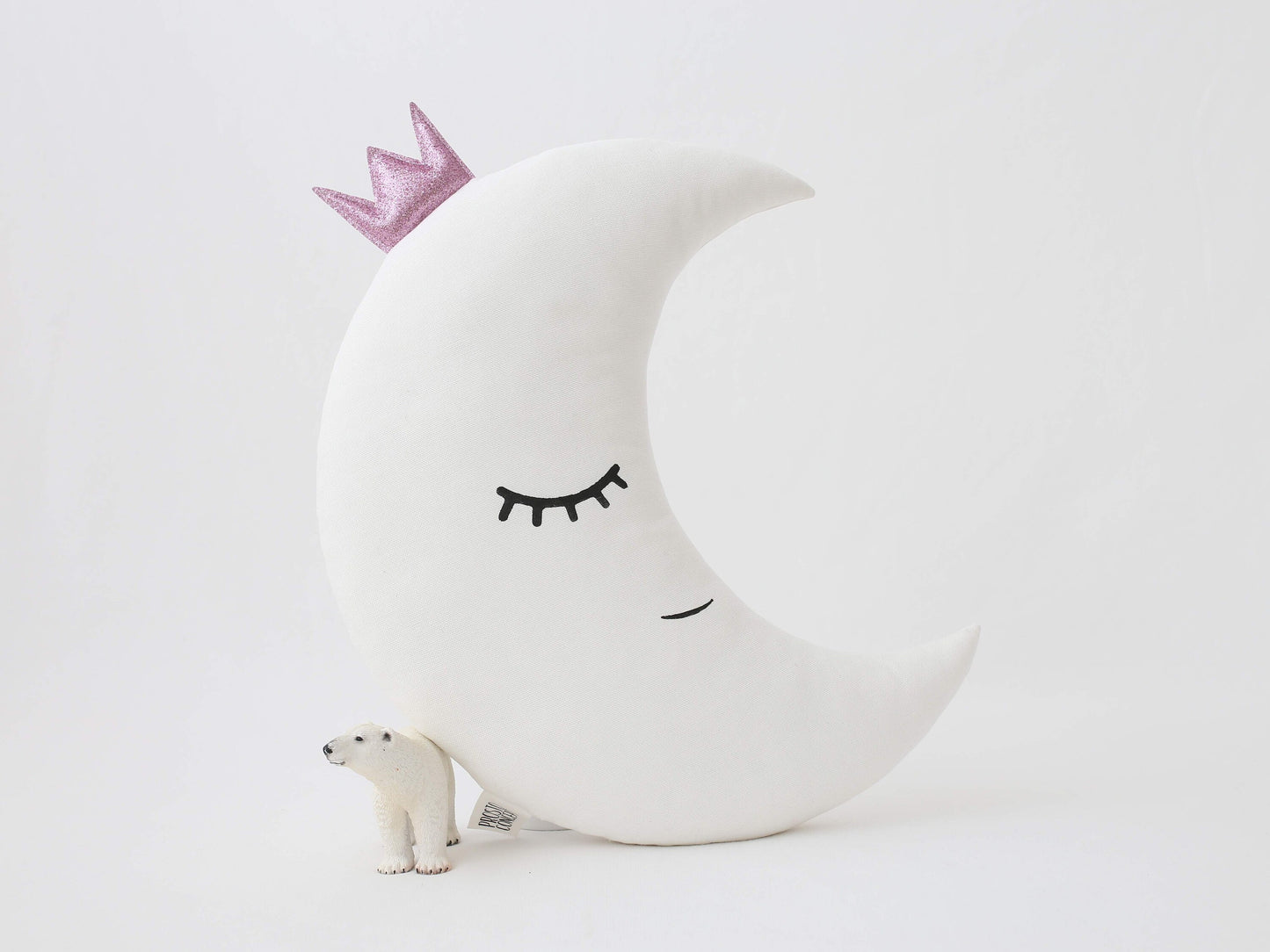 Set of 2 White Pillows - Crescent Moon and Star Pillows with Pink Touch