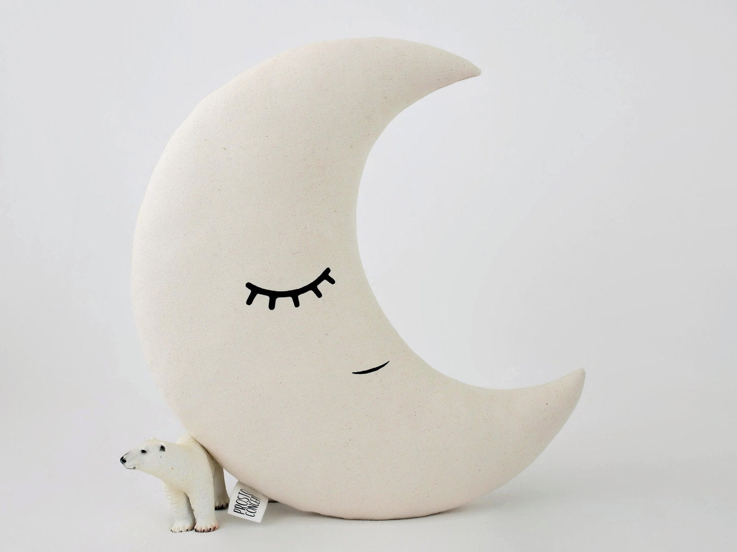 Beige Crescent Moon Pillow with Crown or Star
