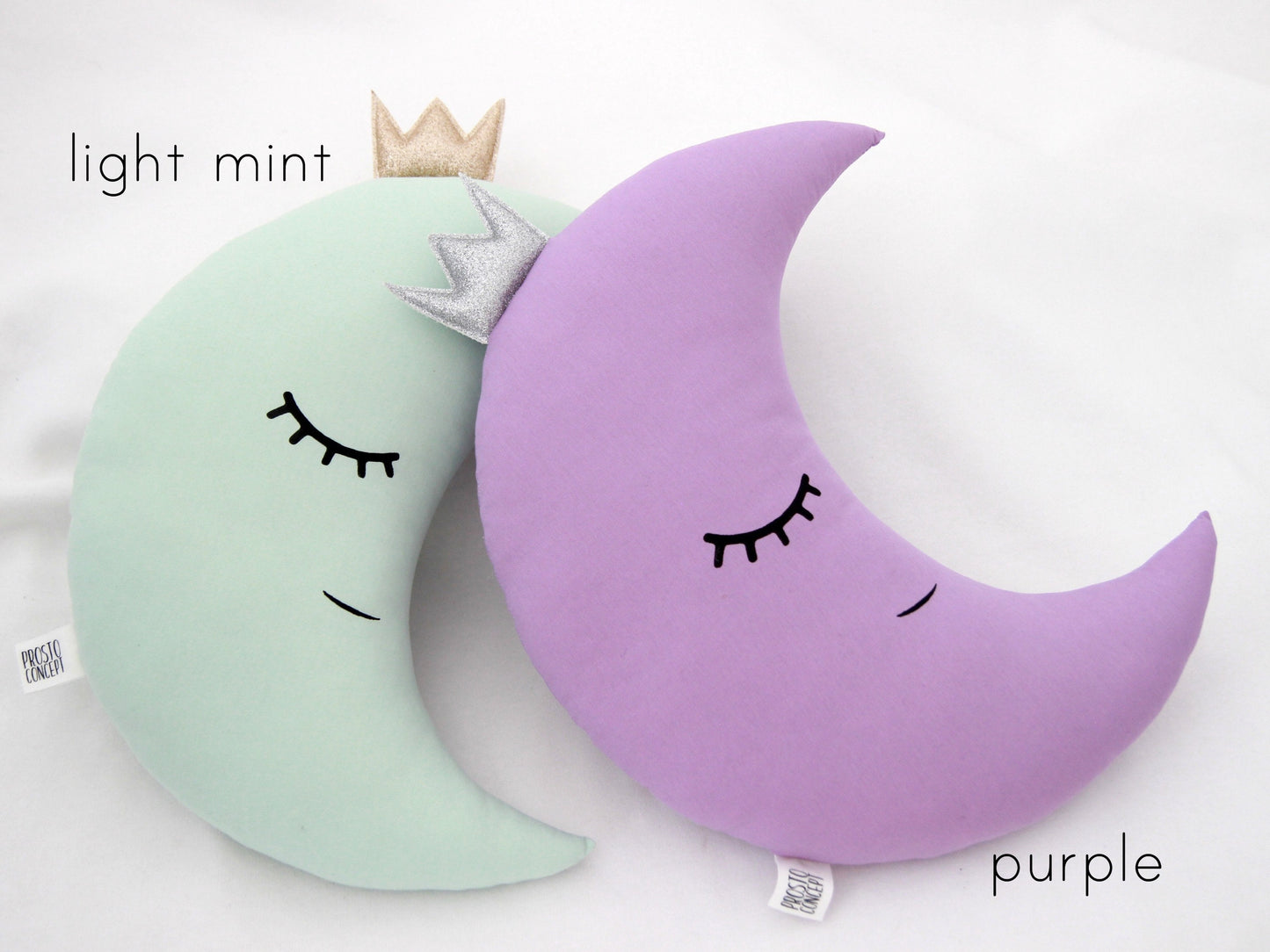 Crescent Moon Pillow (12 colors) with Crown