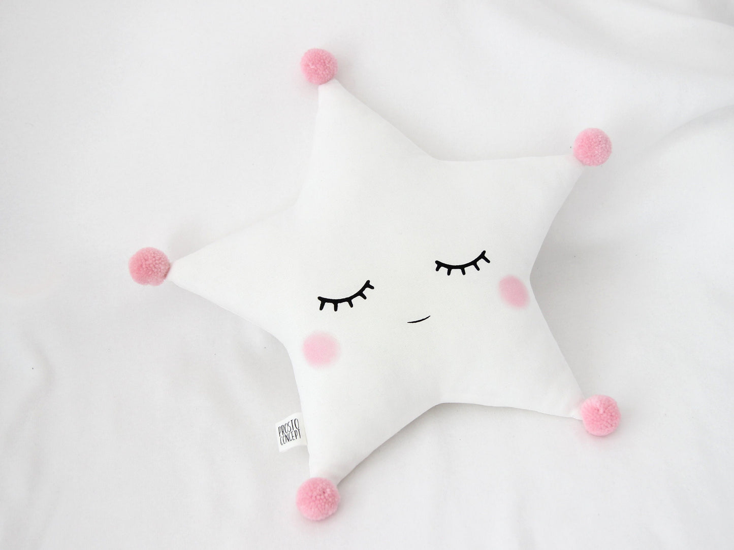 White Star Pillow with Pompoms (7 colors)