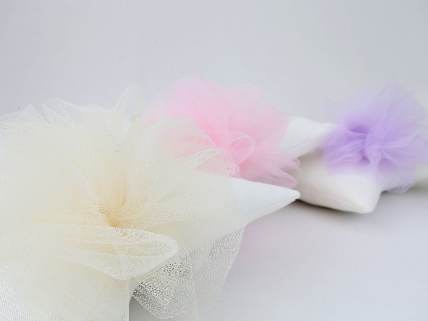 Sleepy White Star Pillow with Tulle Flower