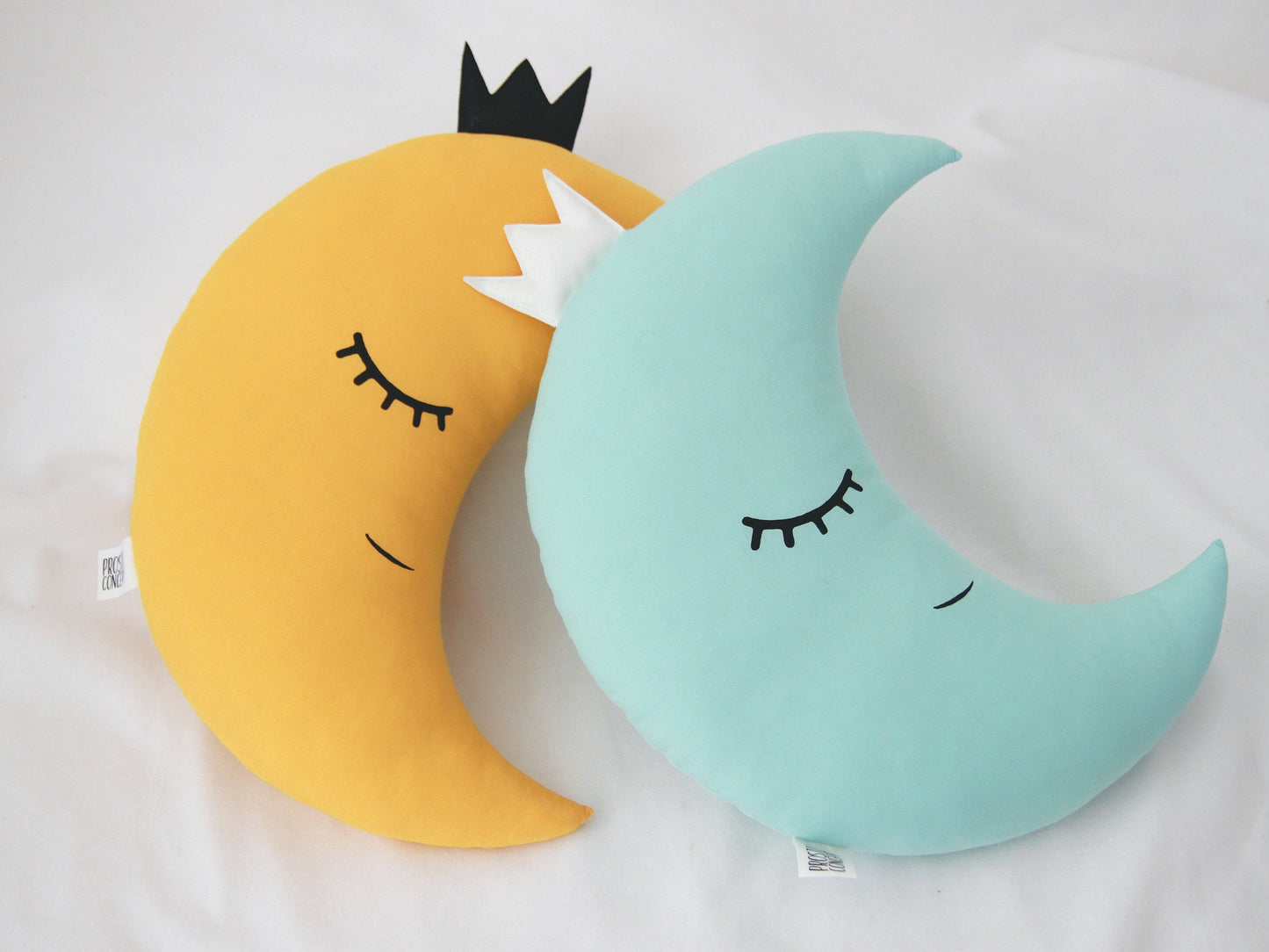Mustard Crescent Moon Pillow With Crown