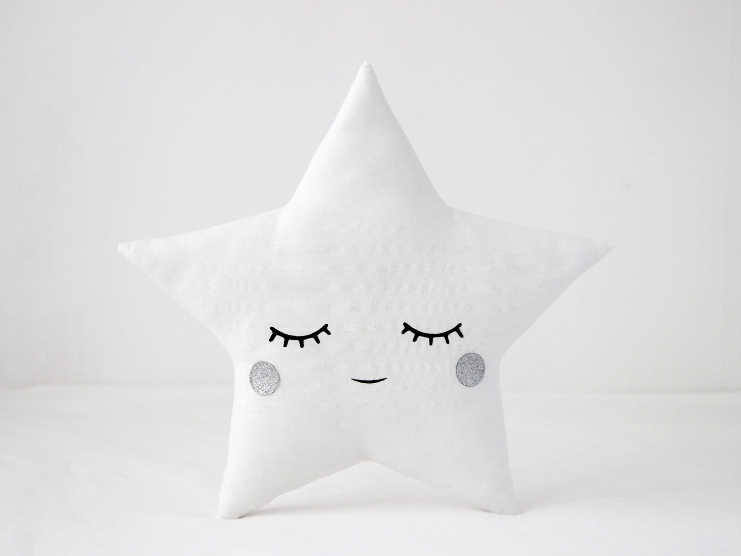 White Star Pillow with Glitter Touch