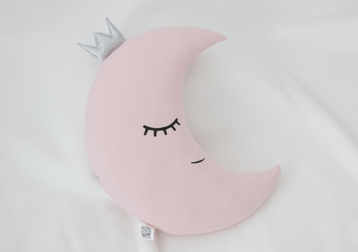 Set of 2 Pillows - Crescent Moon Pillow (5 colors) with Crown and Light Gray Star Pillow