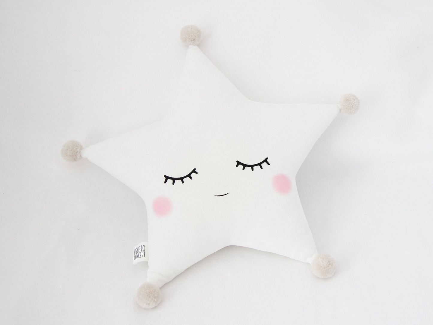 White Star Pillow with Pompoms (7 colors)