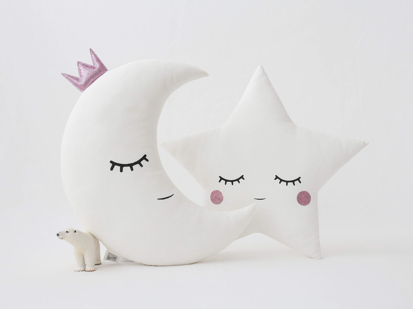 White Star Pillow with Pink Cheeks