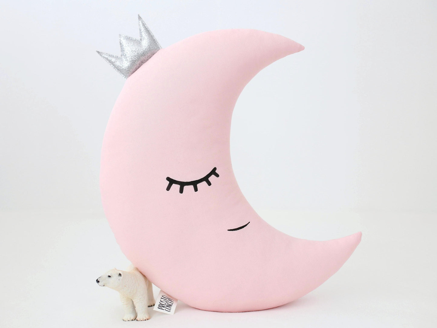Set of 3 Pillows - White Cloud, Pale Pink Crescent Moon and Light Gray Star Pillows