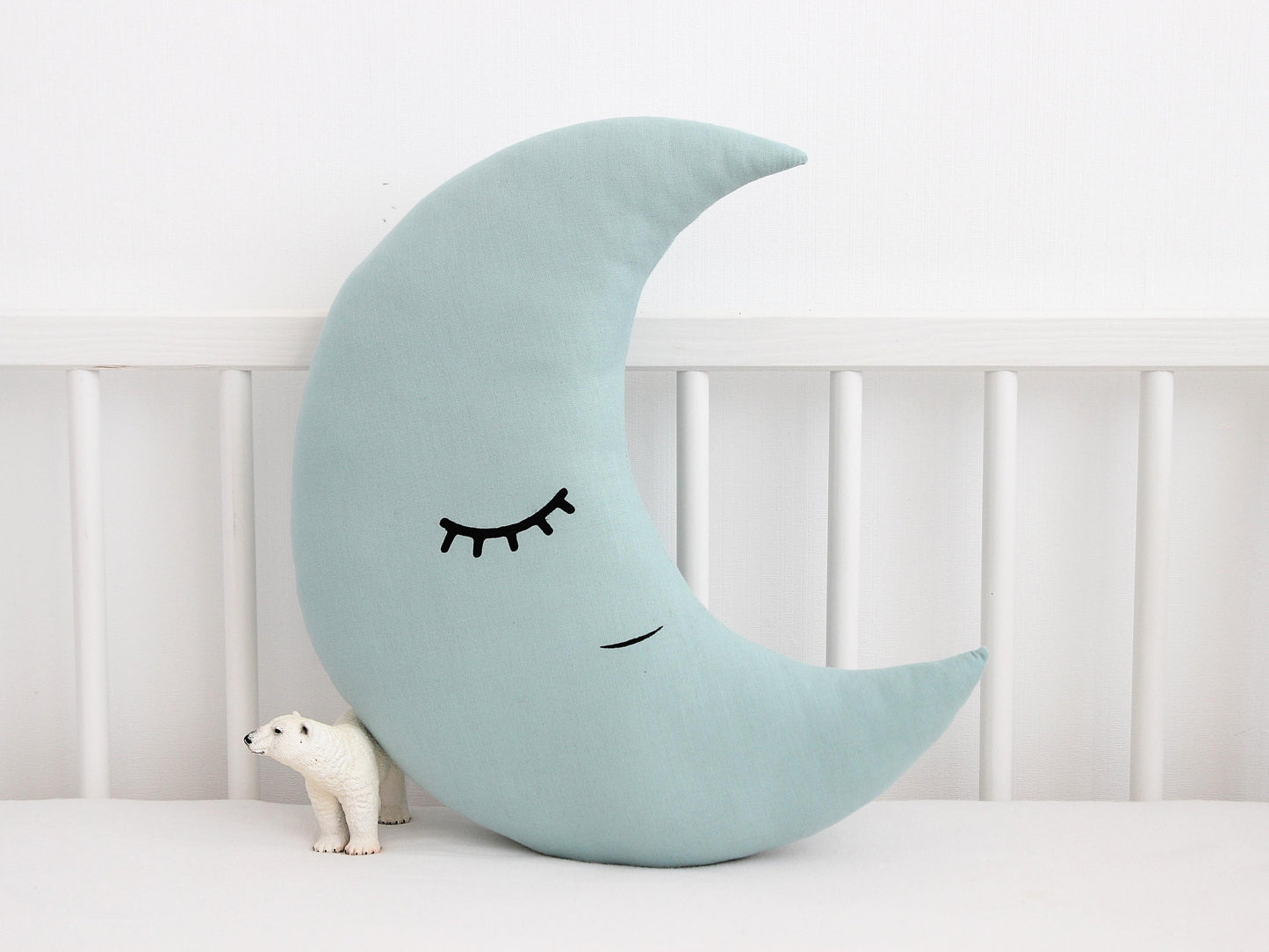 Set of 2 Pillows - Gray Star Pillow and Dusty Mint Crescent Moon Pillow