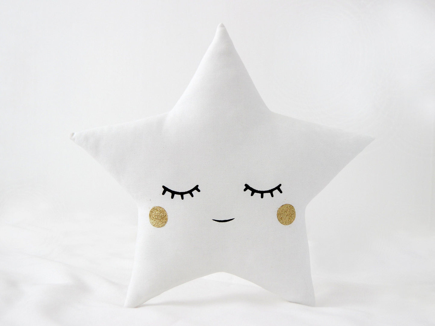 White Star Pillow with Glitter Touch