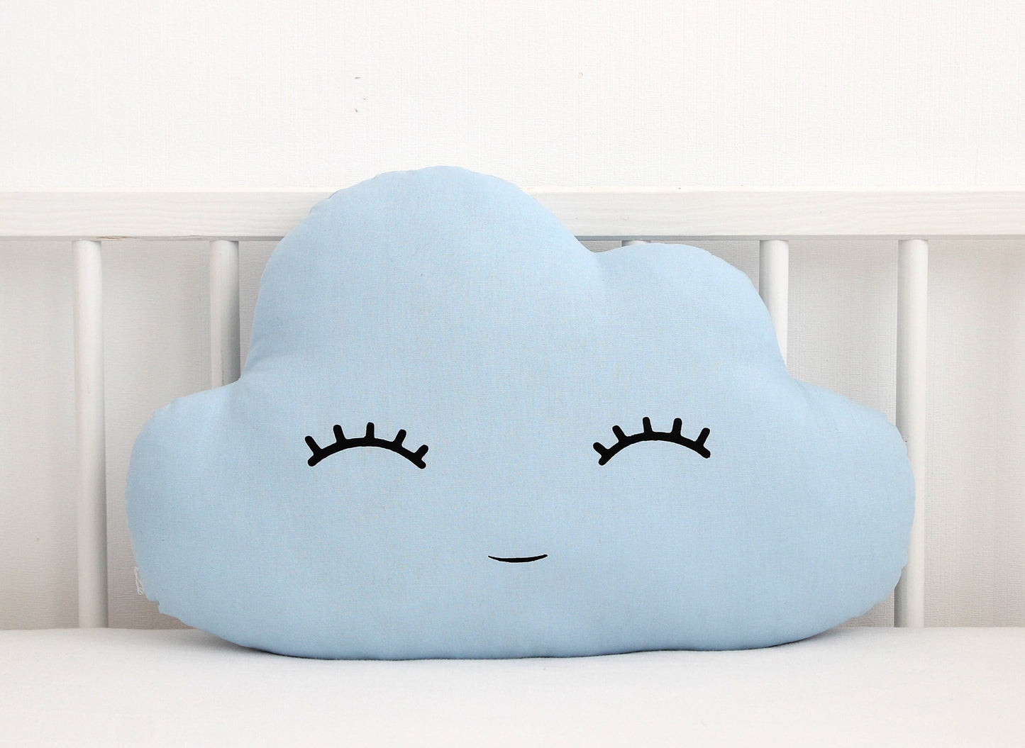 Set of 2 Pillows - Light Blue Cloud Pillow and White Raindrop Pillow