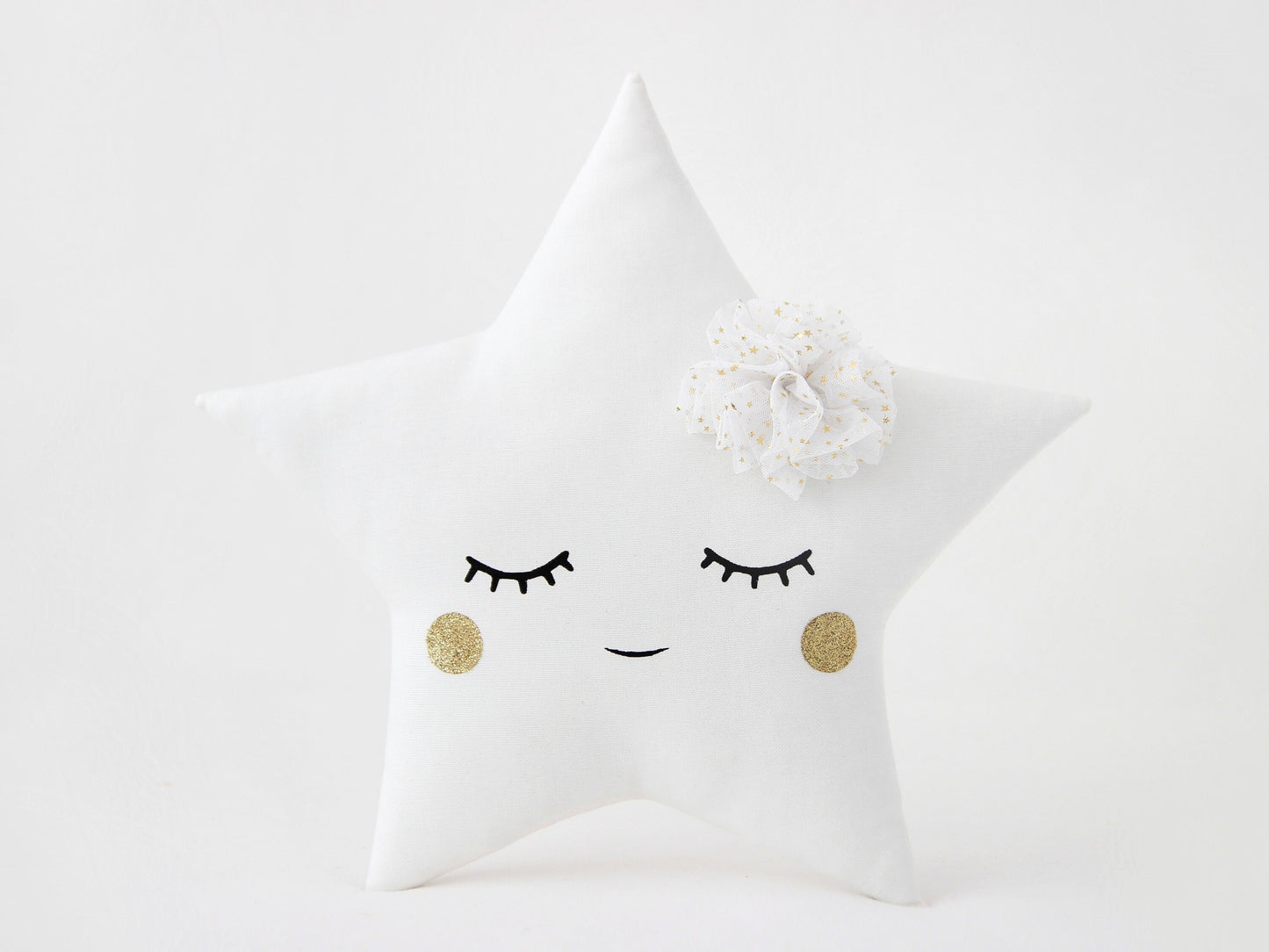 Sleepy Star Pillow (2 colors) with Tulle Flower and Golden Cheeks