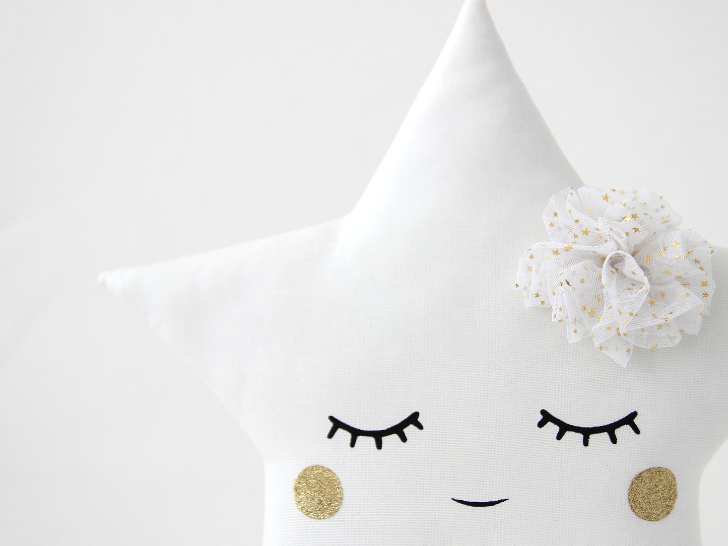 Sleepy Star Pillow (2 colors) with Tulle Flower and Golden Cheeks