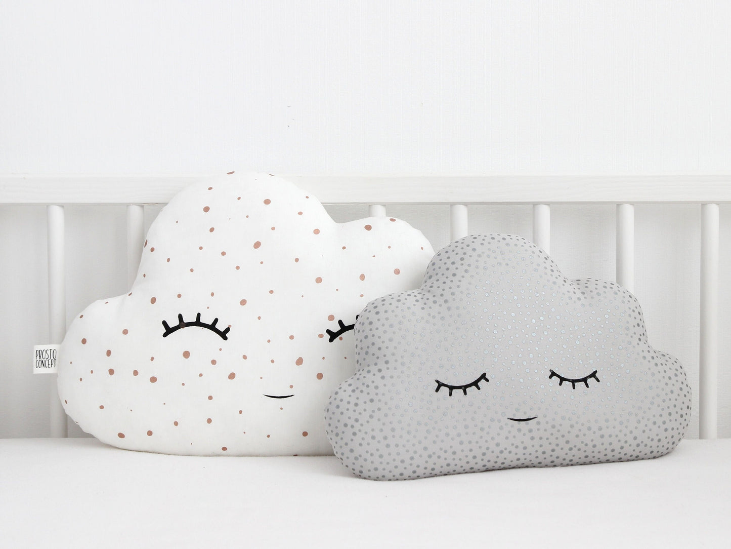 Gray with Silver Dots Small Cloud Pillow