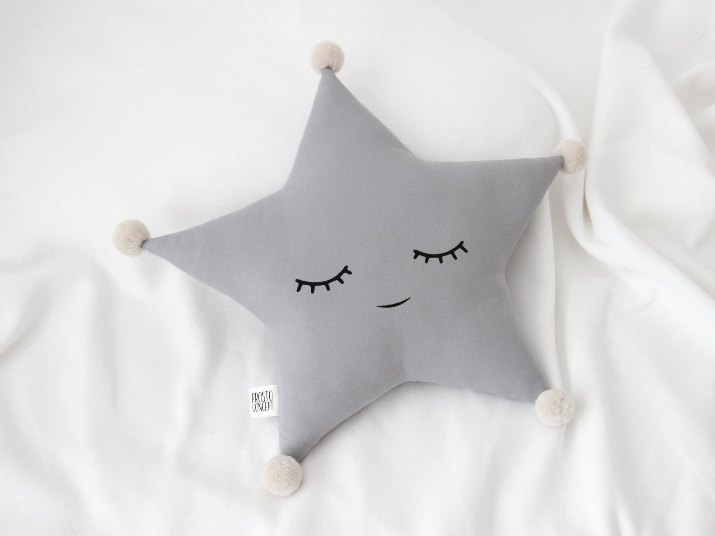 Set of 3 Pillows - Mustard Cloud, Crescent Moon (2 colors) and Gray Star Pillows