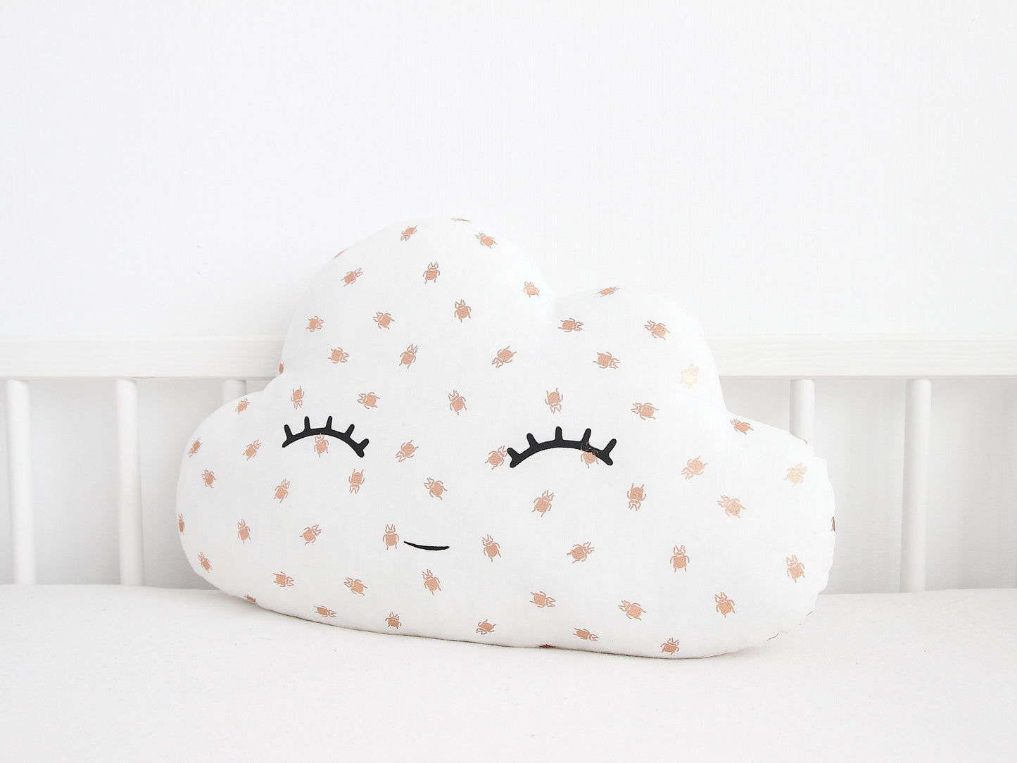 White with Golden Scarabs Cloud Pillow