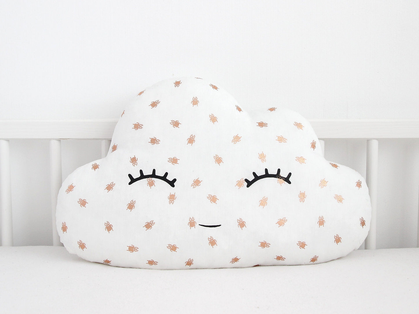 White with Golden Scarabs Cloud Pillow