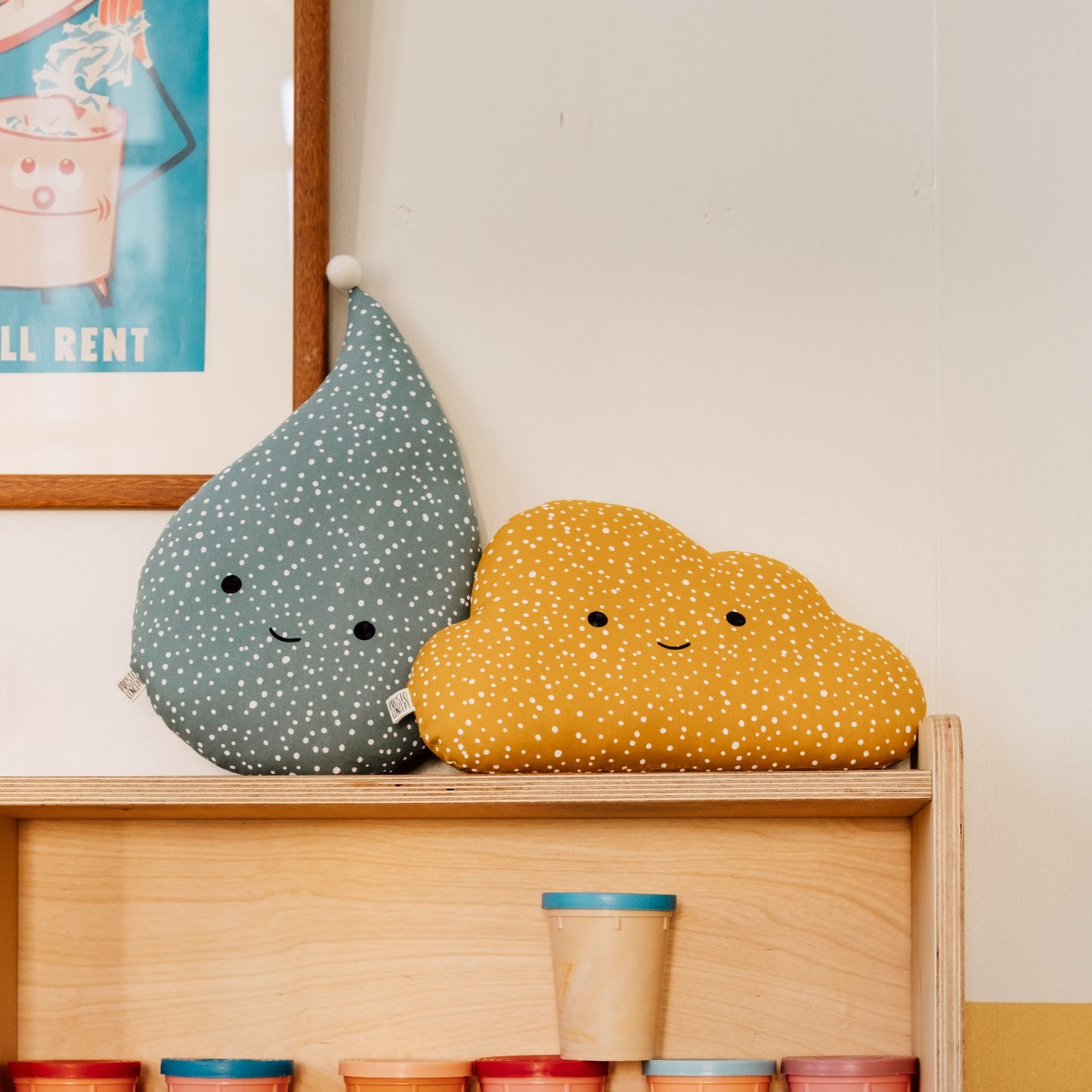 Gray Raindrop Pillow
