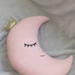 Light Blue Crescent Moon Pillow with Crown or Star