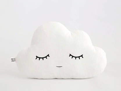 Set of 2 Pillows - White Cloud Pillow and Black Polka Dot Raindrop Pillow