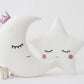 Set of 2 White Pillows - Crescent Moon and Star Pillows with Pink Touch