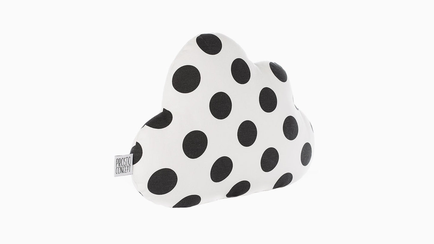 White with Black Dots Cloud Pillow