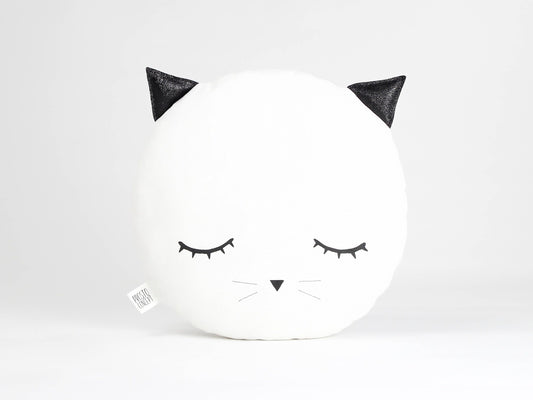 Sleepy White Cat Pillow