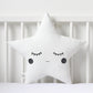 Set of 2 White Pillows - Crescent Moon and Star Pillows with Black Glitter Touch
