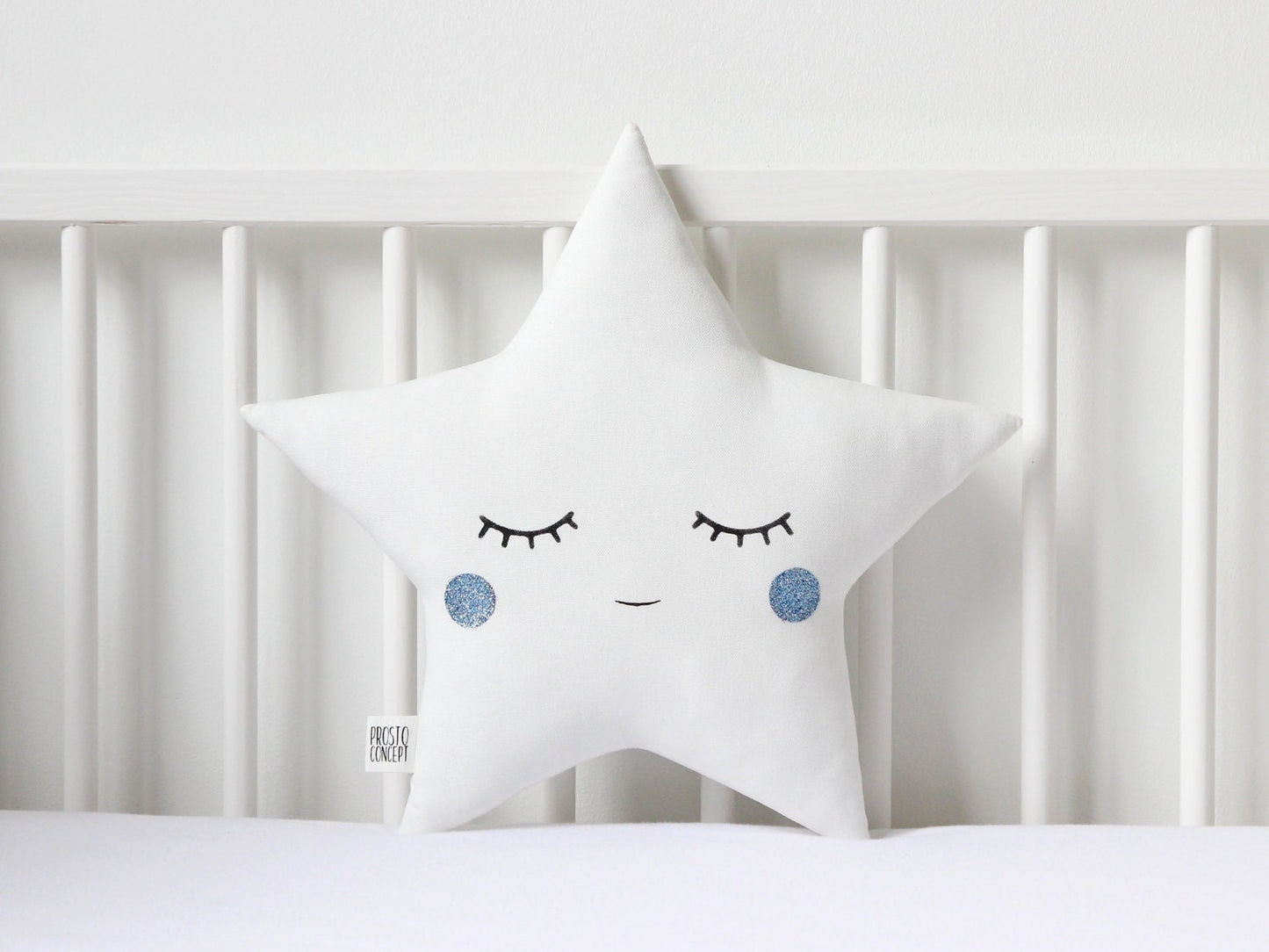 White Star Pillow with Glitter Touch