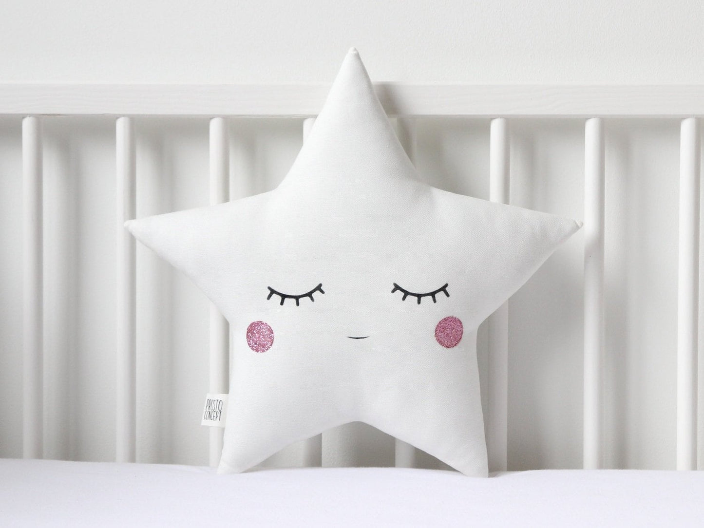 White Star Pillow with Pink Cheeks
