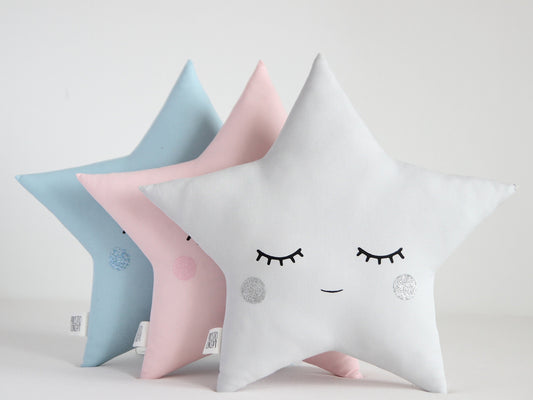 Star Pillow (3 colors) with Glitter Cheeks