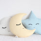 Set of 3 Pillows - White Cloud, Pastel Yellow Crescent Moon And Light Blue Star Pillows