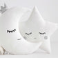 Set of 2 White Pillows - Crescent Moon and Star Pillows with Silver Touch