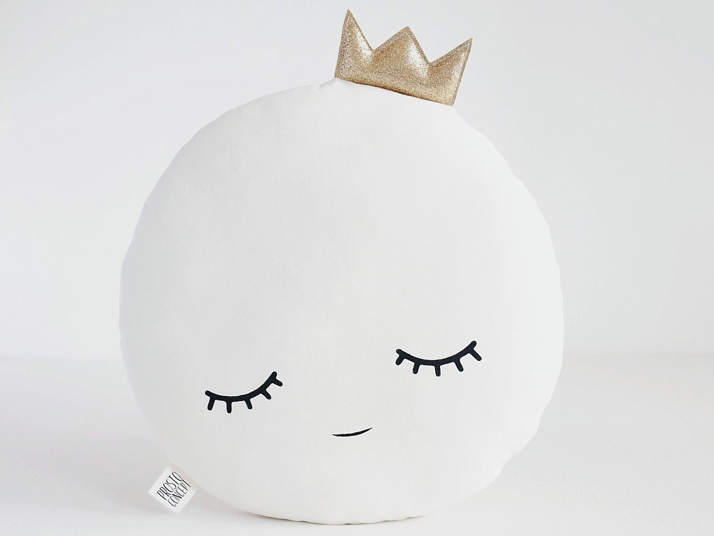 White or Gray Full Moon Pillow with Crown